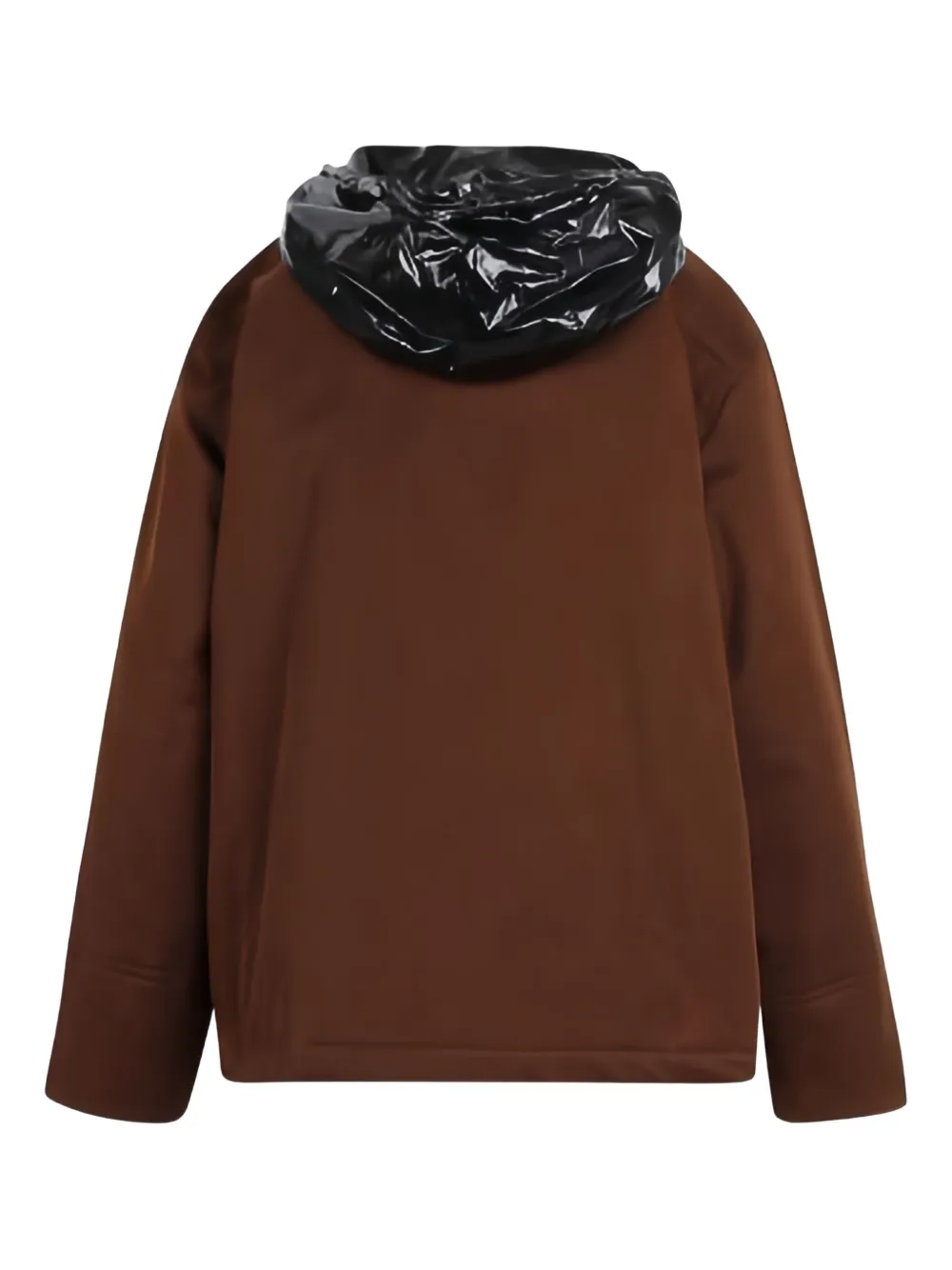 Plan C Padded Cargo Flap-pocket Hooded Jacket In Brown