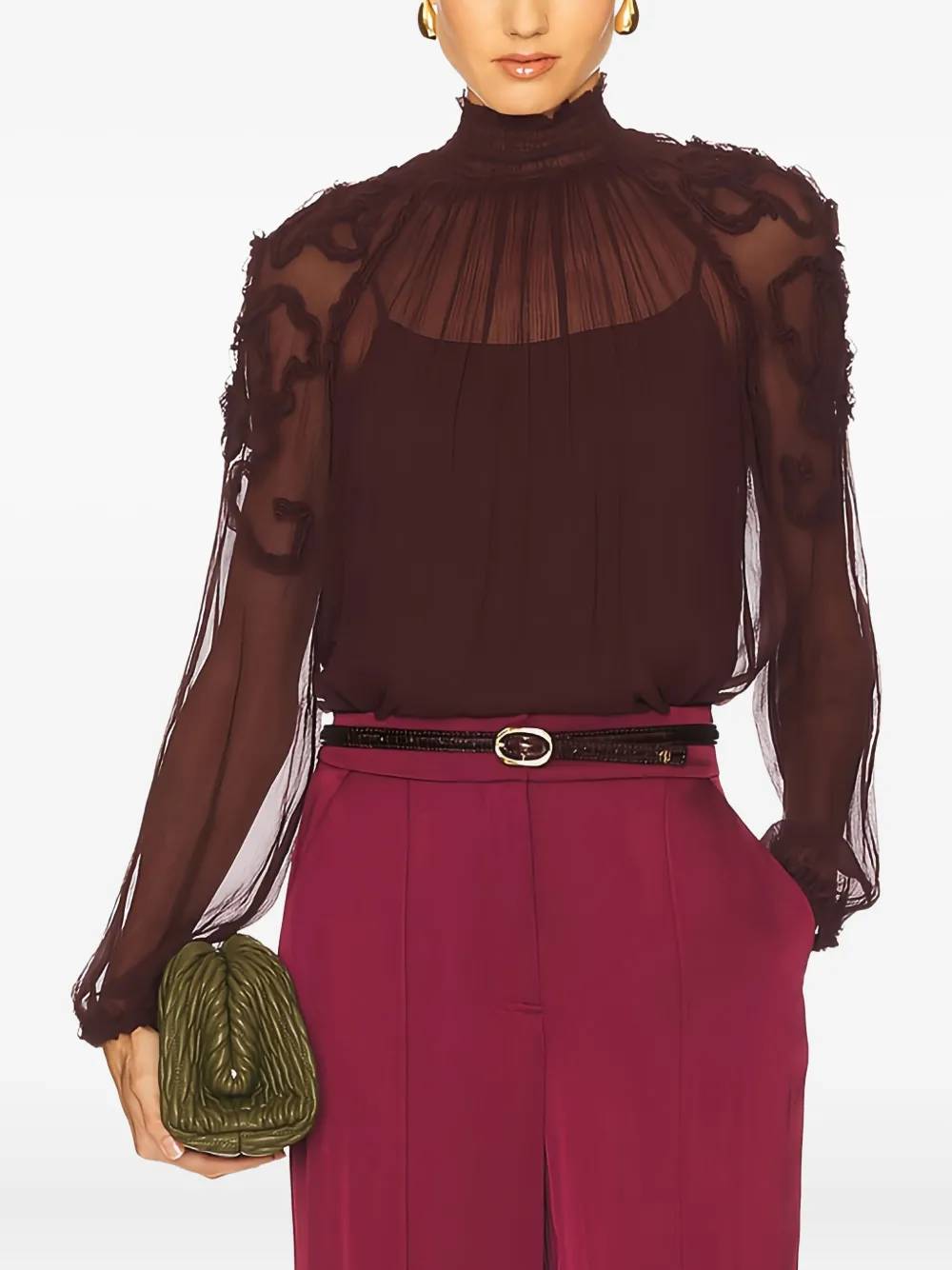 Ulla Johnson ruffled high-neck blouse | Red | Image 1