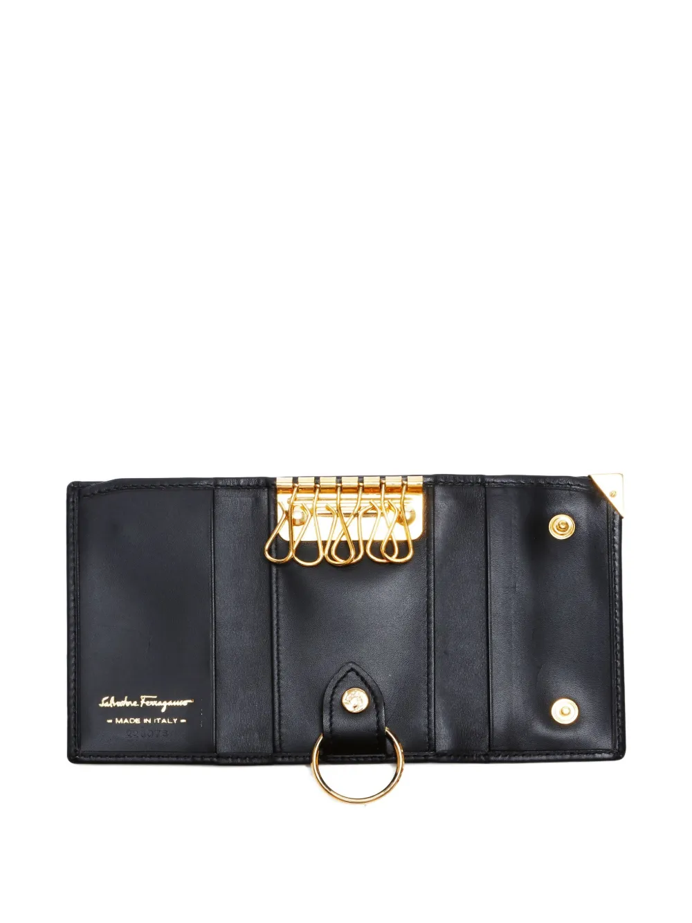 Pre-owned Ferragamo 2000-2020s Leather Key Case In Black