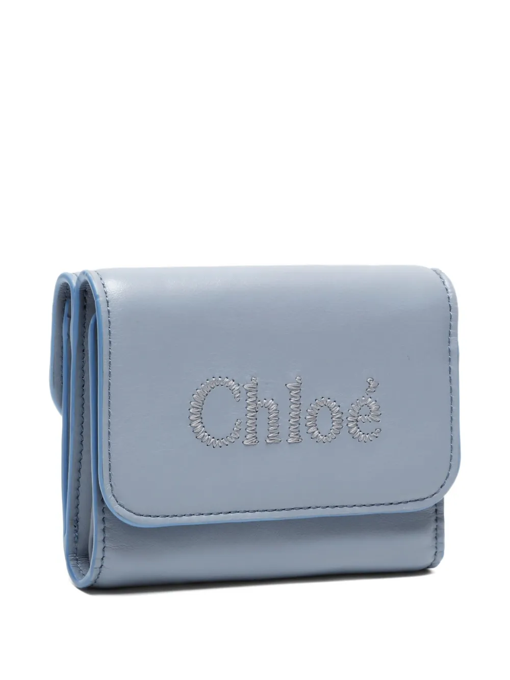 Pre-owned Chloé 2023 Sense Logo Wallet In Blue