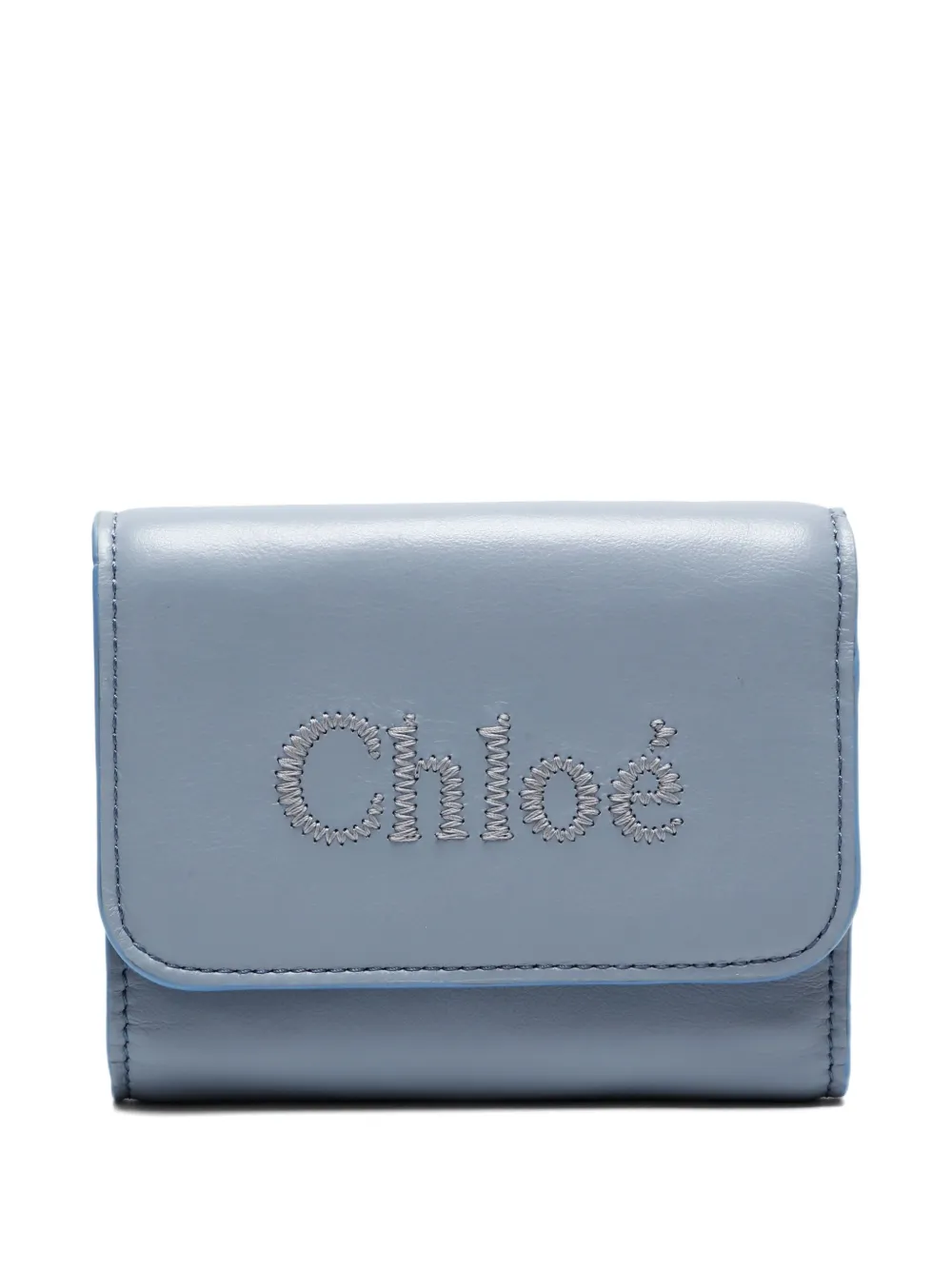 Pre-owned Chloé 2023 Sense Logo Wallet In Blue