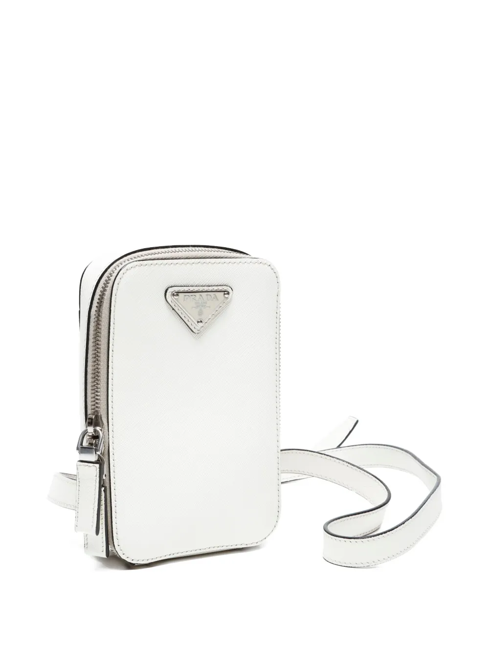 Pre-owned Prada 2000-2020s Saffiano Zip Mini Bag In White