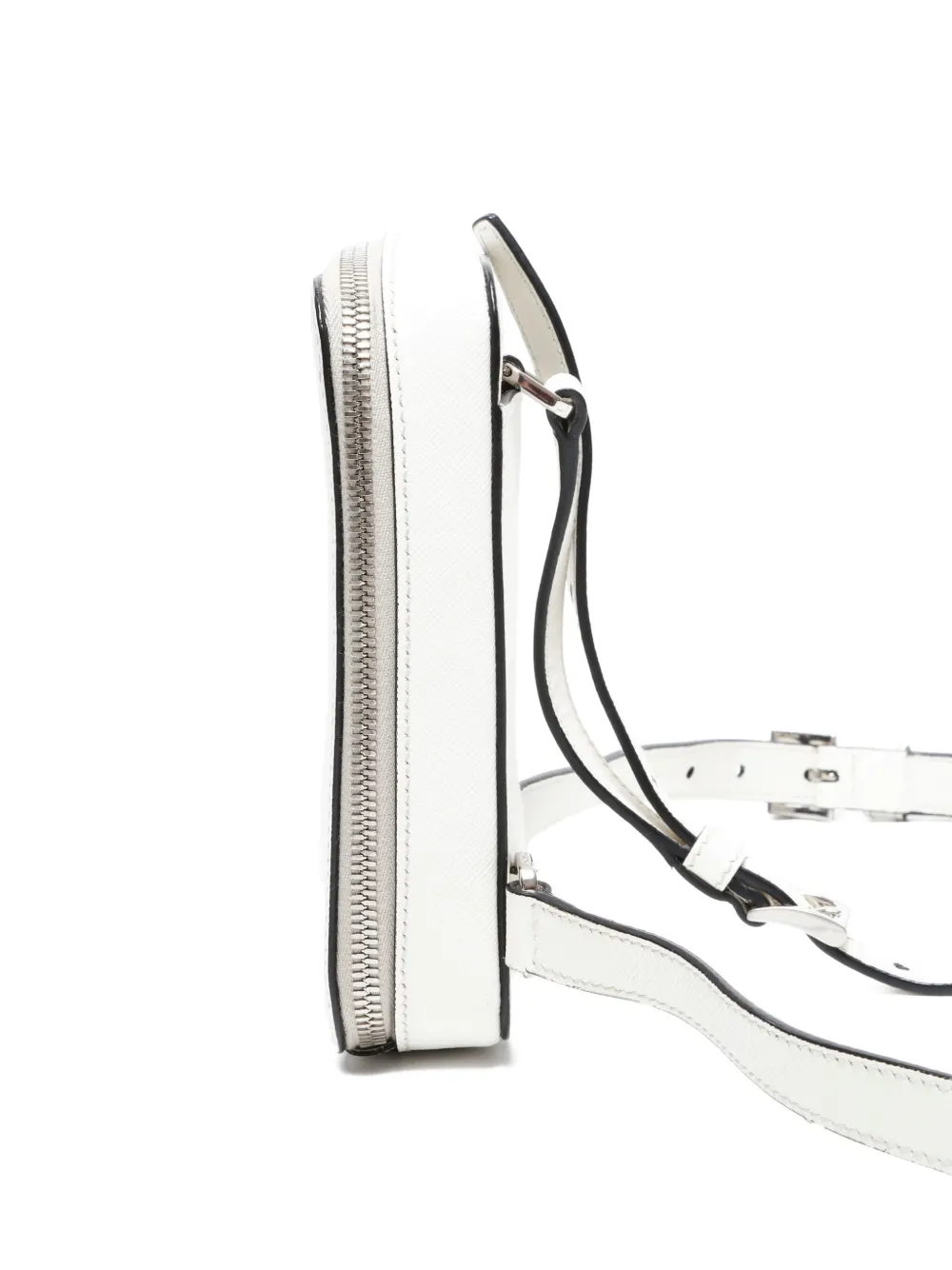Pre-owned Prada 2000-2020s Saffiano Zip Mini Bag In White