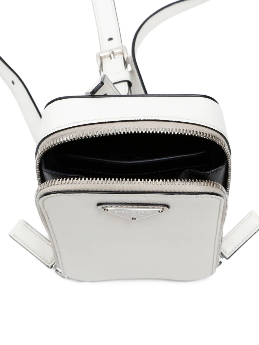 Pre-owned Prada 2000-2020s Saffiano Zip Mini Bag In White