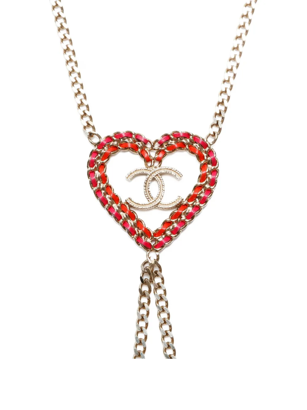 Pre-owned Chanel 2018 Cc Heart Necklace In Yellow