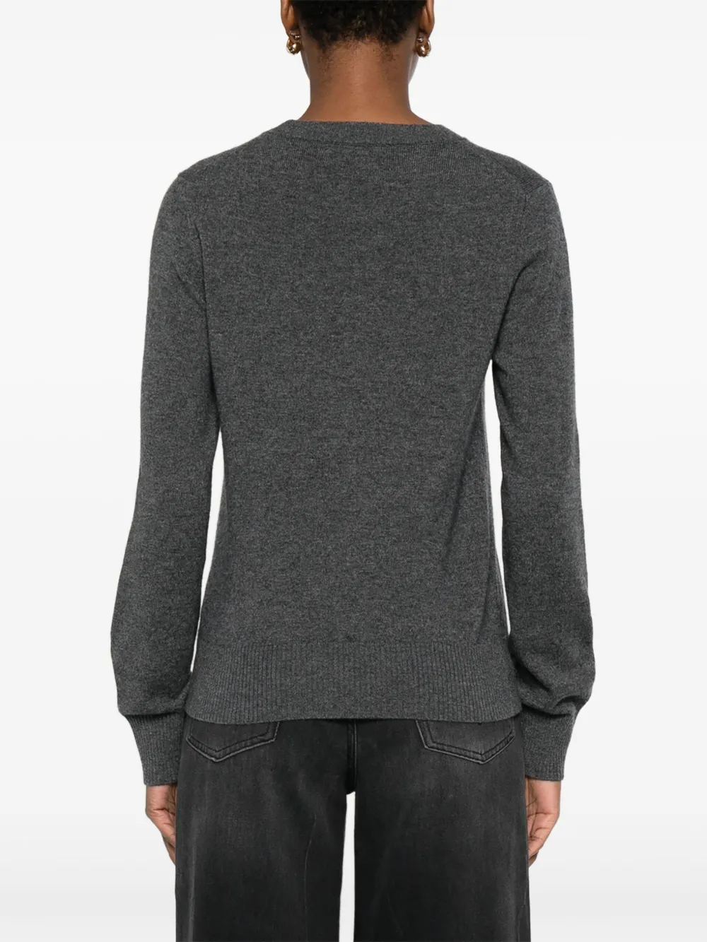 Rhea Round-neck Long-sleeve Sweater In Gray