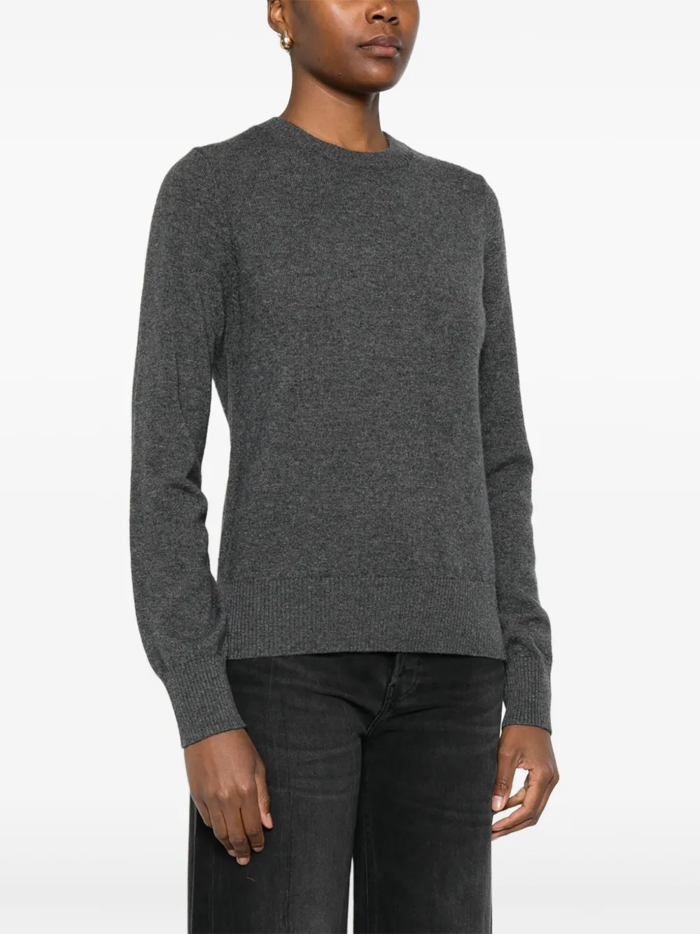 Rhea Round-neck Long-sleeve Sweater In Gray