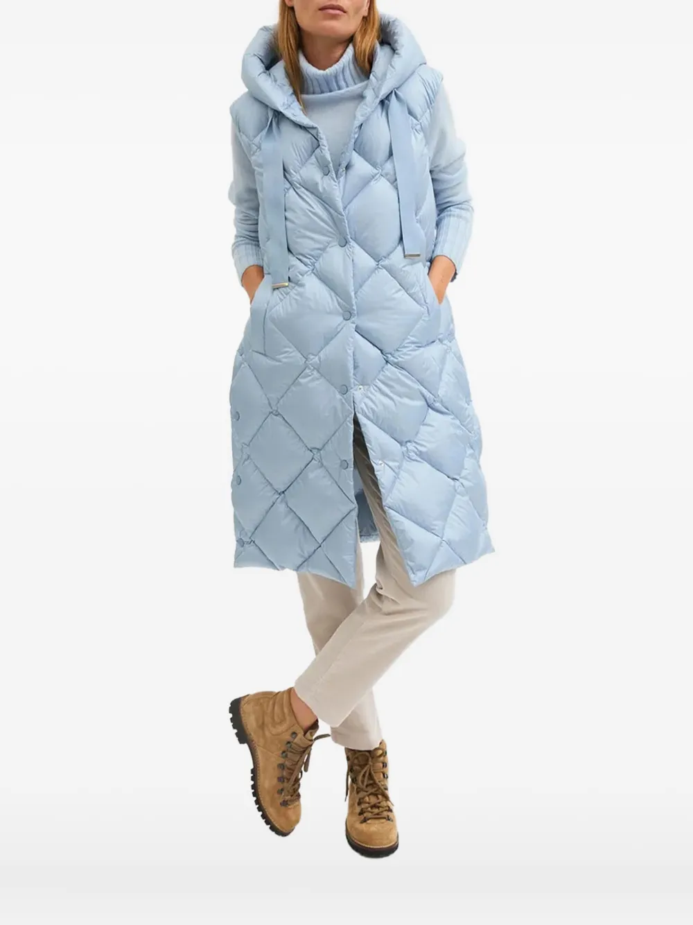 Biancalancia Hooded Quilted Jacket In Blue