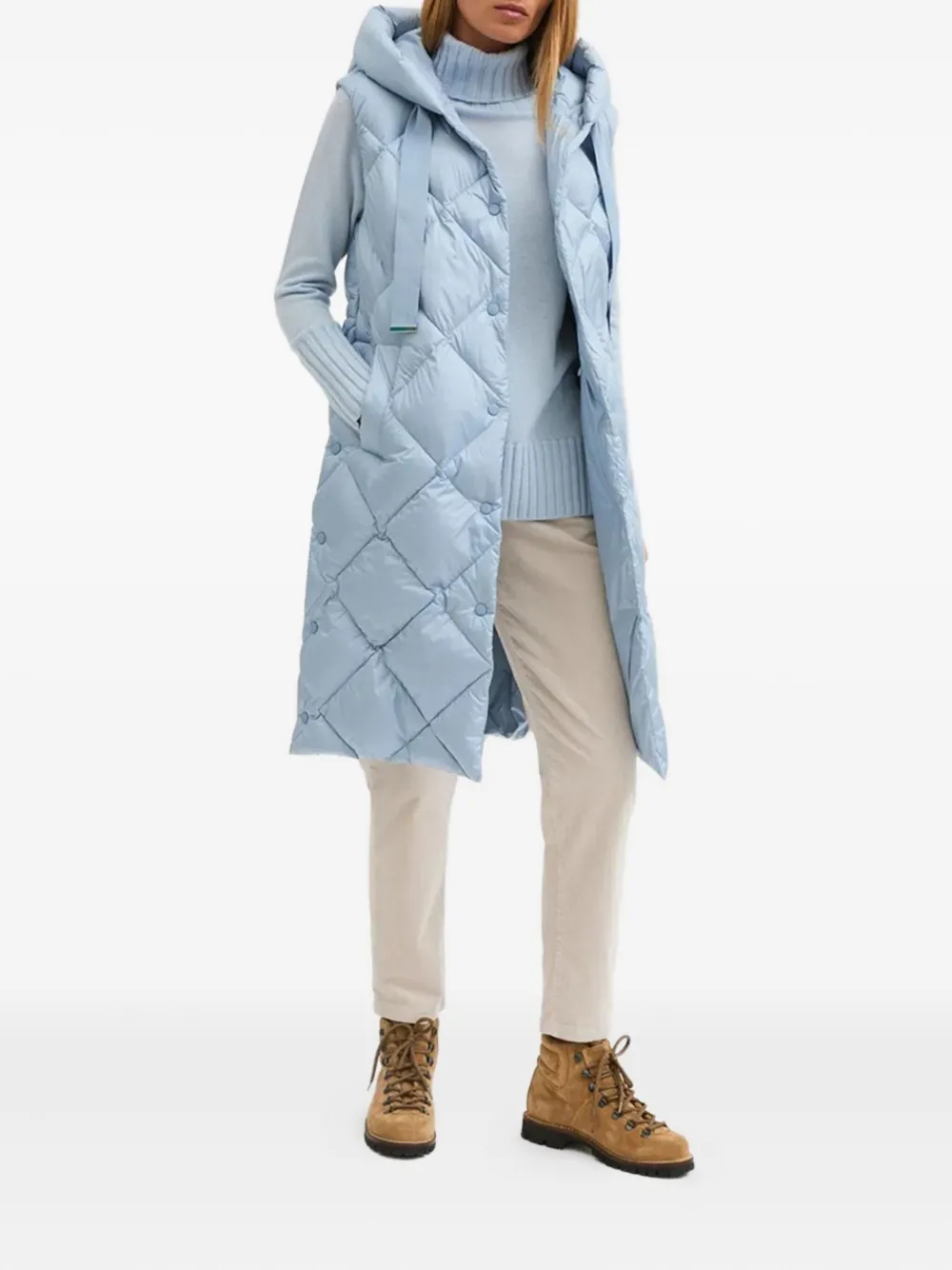 Biancalancia Hooded Quilted Jacket In Blue