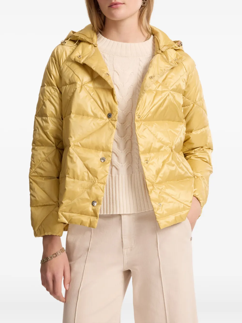 Elena Miro' Hooded Puffer Jacket In Yellow