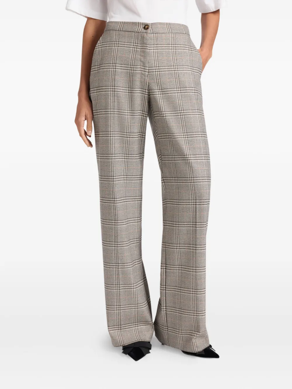 ELENA MIRO` check-pattern trousers - Beige