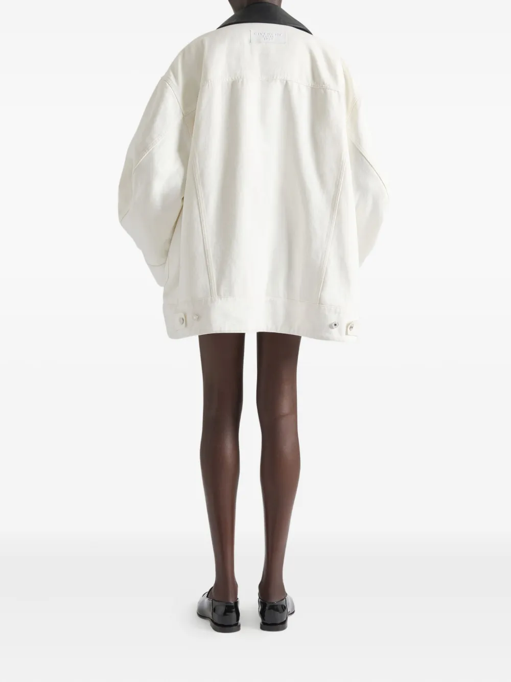 Givenchy Denim jack met leren kraag Wit