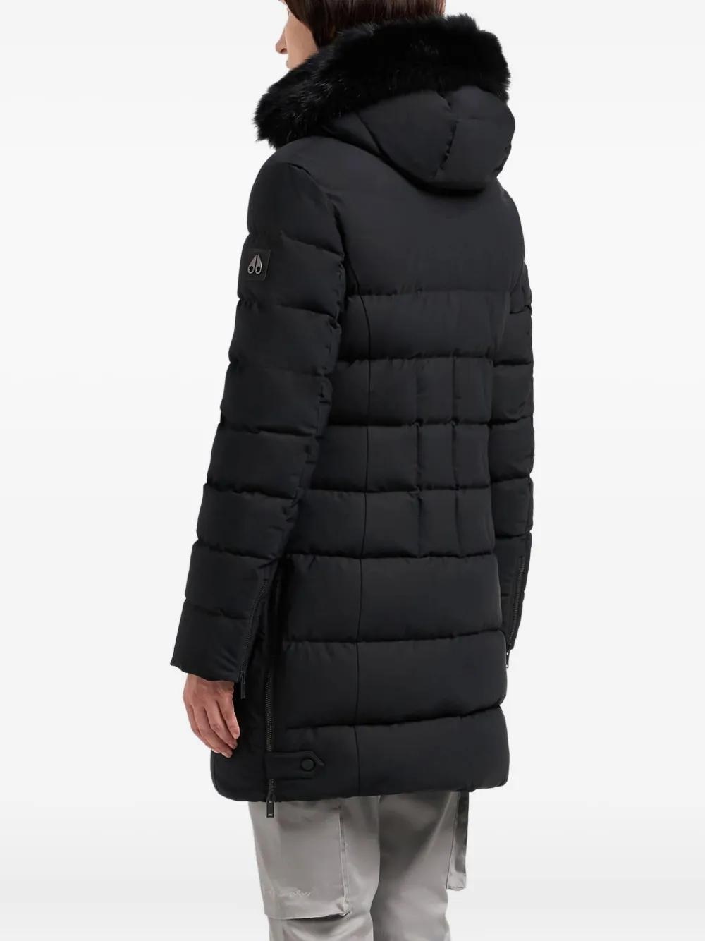 Moose Knuckles Watershed 3 Water Resistant 800 Fill Power Down Puffer Coat With Genuine Shearling Tr In Black