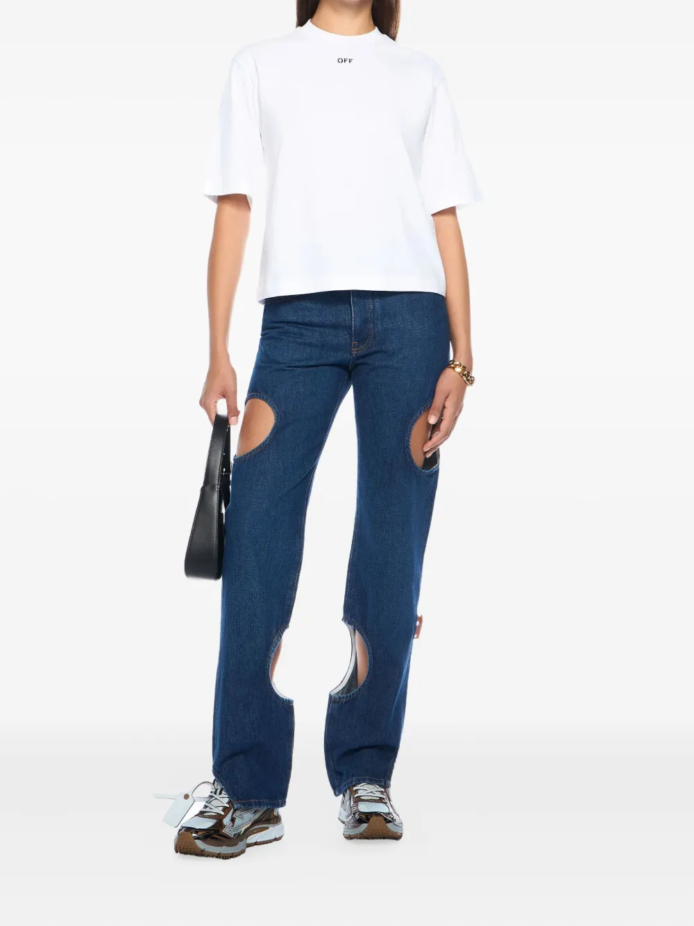 Off-White cut-out detail jeans - Blauw