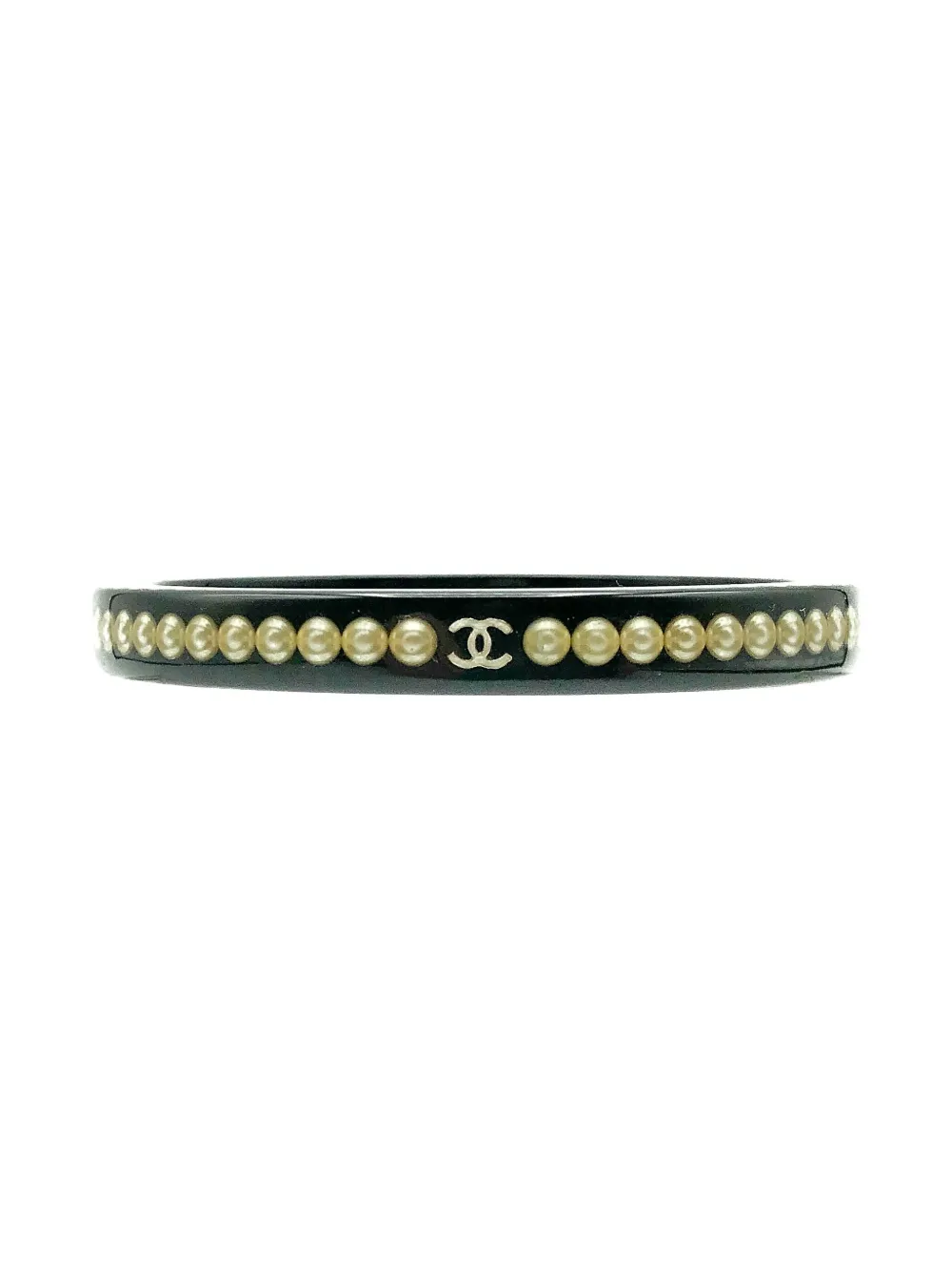 CHANEL Pre-Owned 2010 interlocking CC logo faux-pearl bracelet - Nero