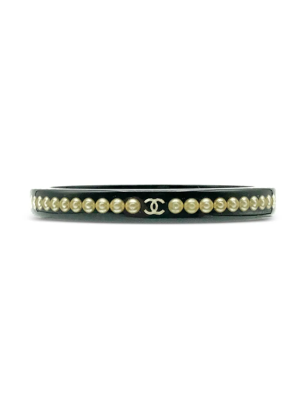 CHANEL Pre-Owned 2010 interlocking CC logo faux-pearl bracelet - Nero