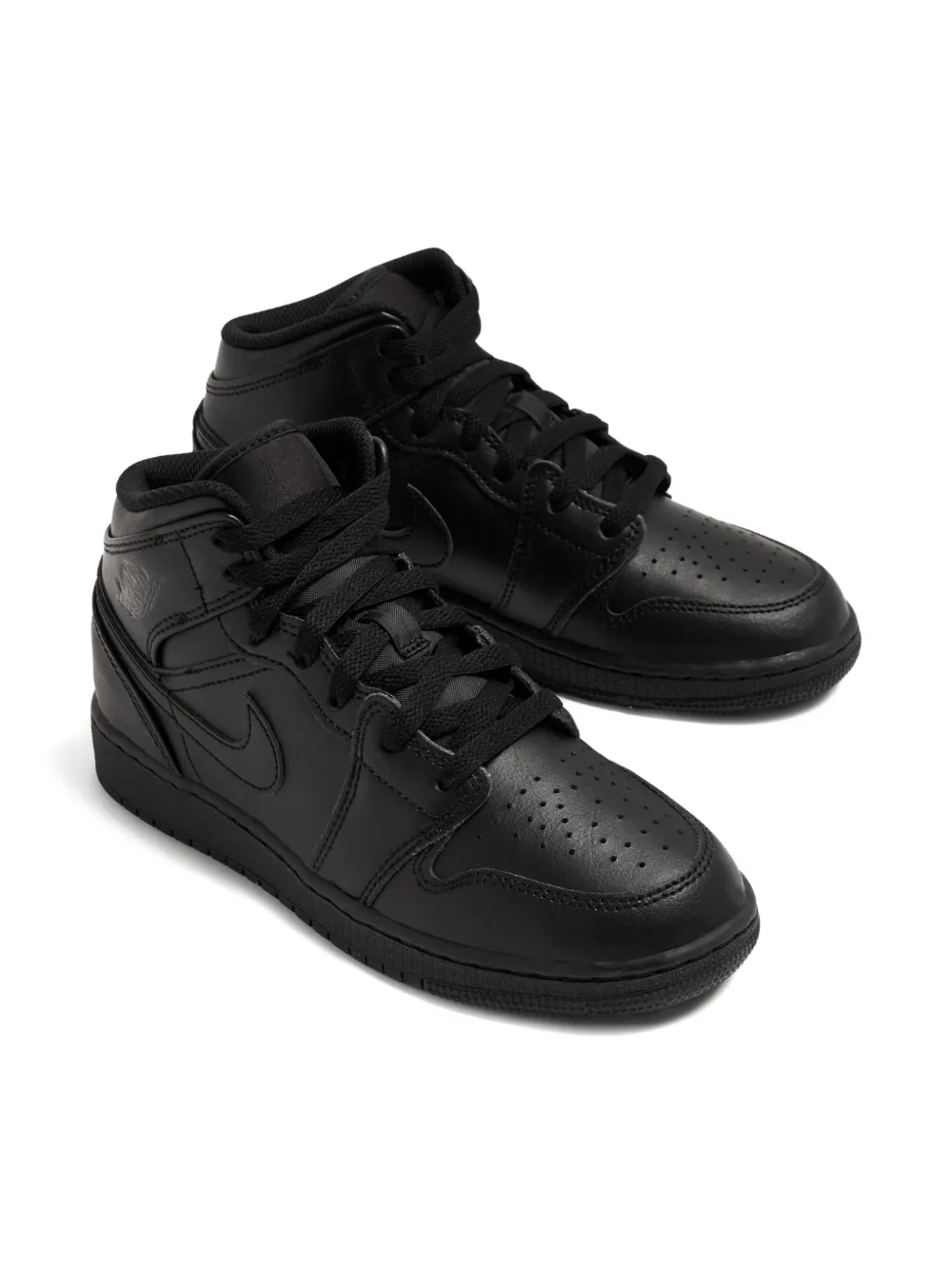 Nike Kids 554725 mid-top leather sneakers | Black | Image 1
