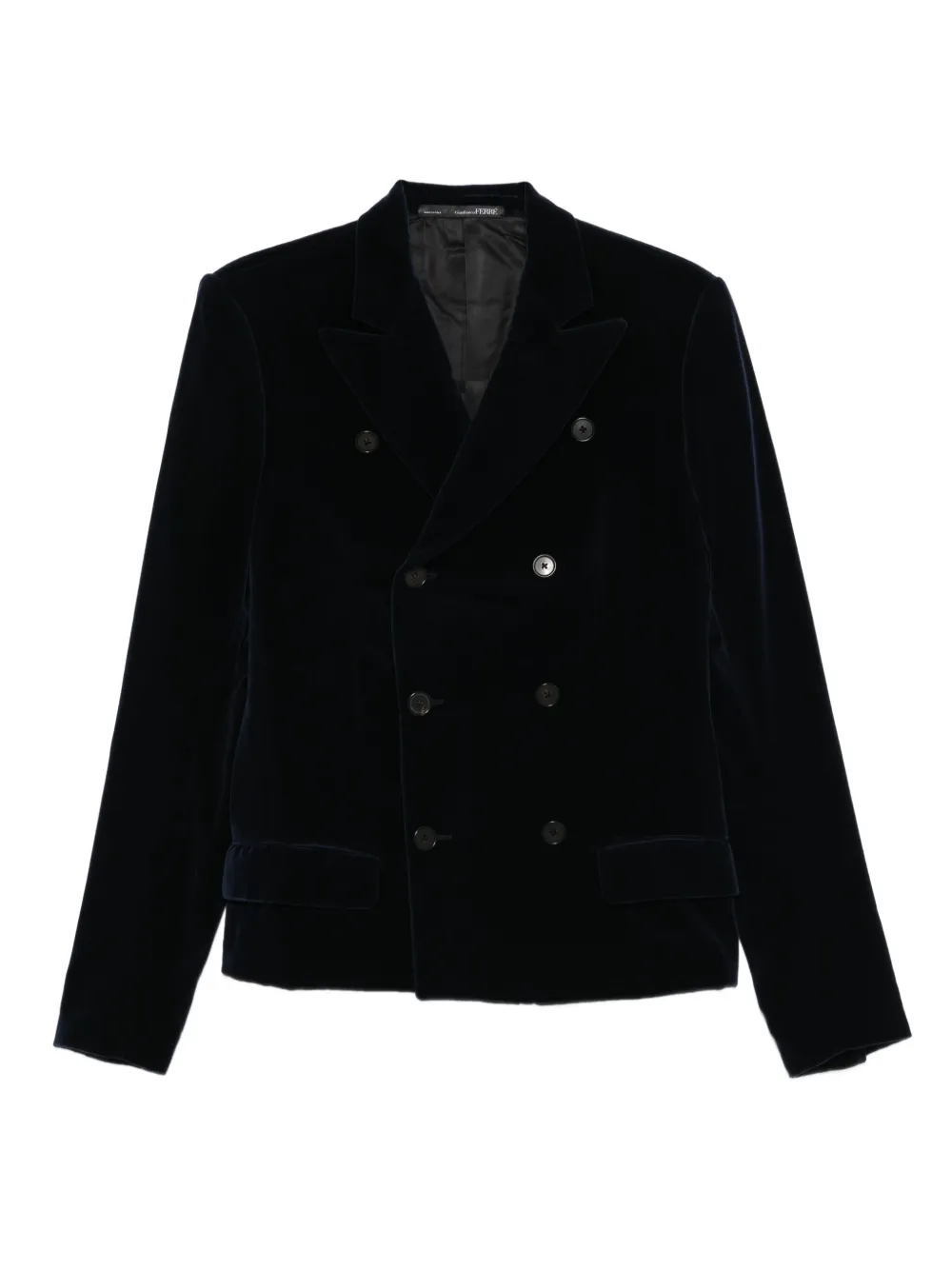 Gianfranco Ferré Pre-Owned 1990s double-breasted velvet blazer | Blue | Image 1