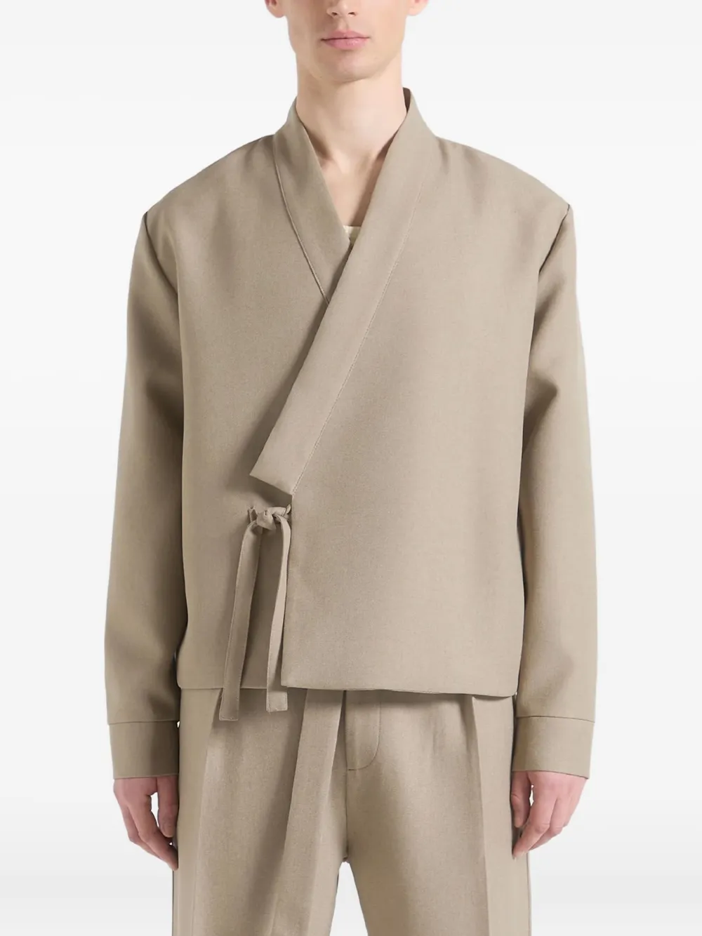 Manière De Voir Robin textured-kimono wrap jacket | Neutrals | Image 1