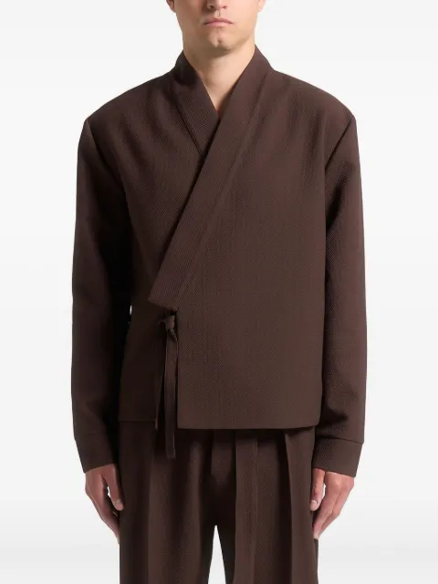 Manière De Voir Robin textured-kimono wrap jacket