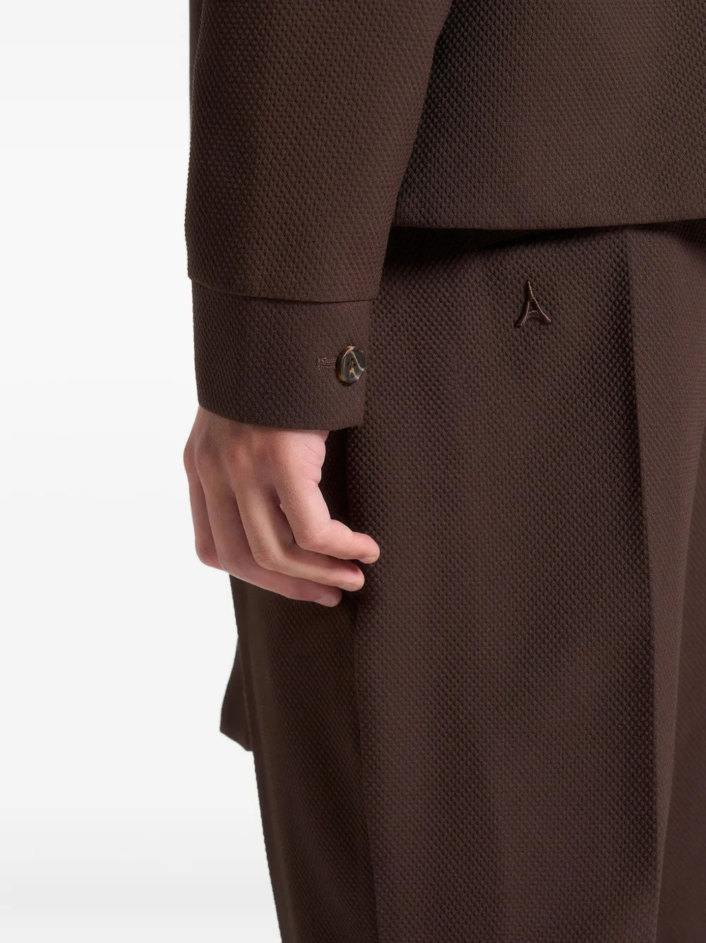 Manière De Voir Robin Textured-kimono Wrap Jacket In Brown