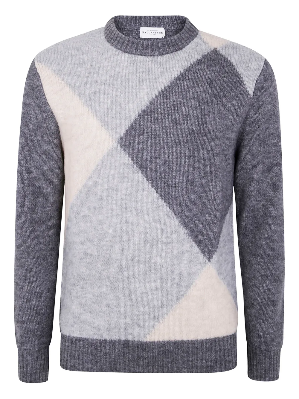 Ballantyne Diamond-pattern Wool Sweater In Gray