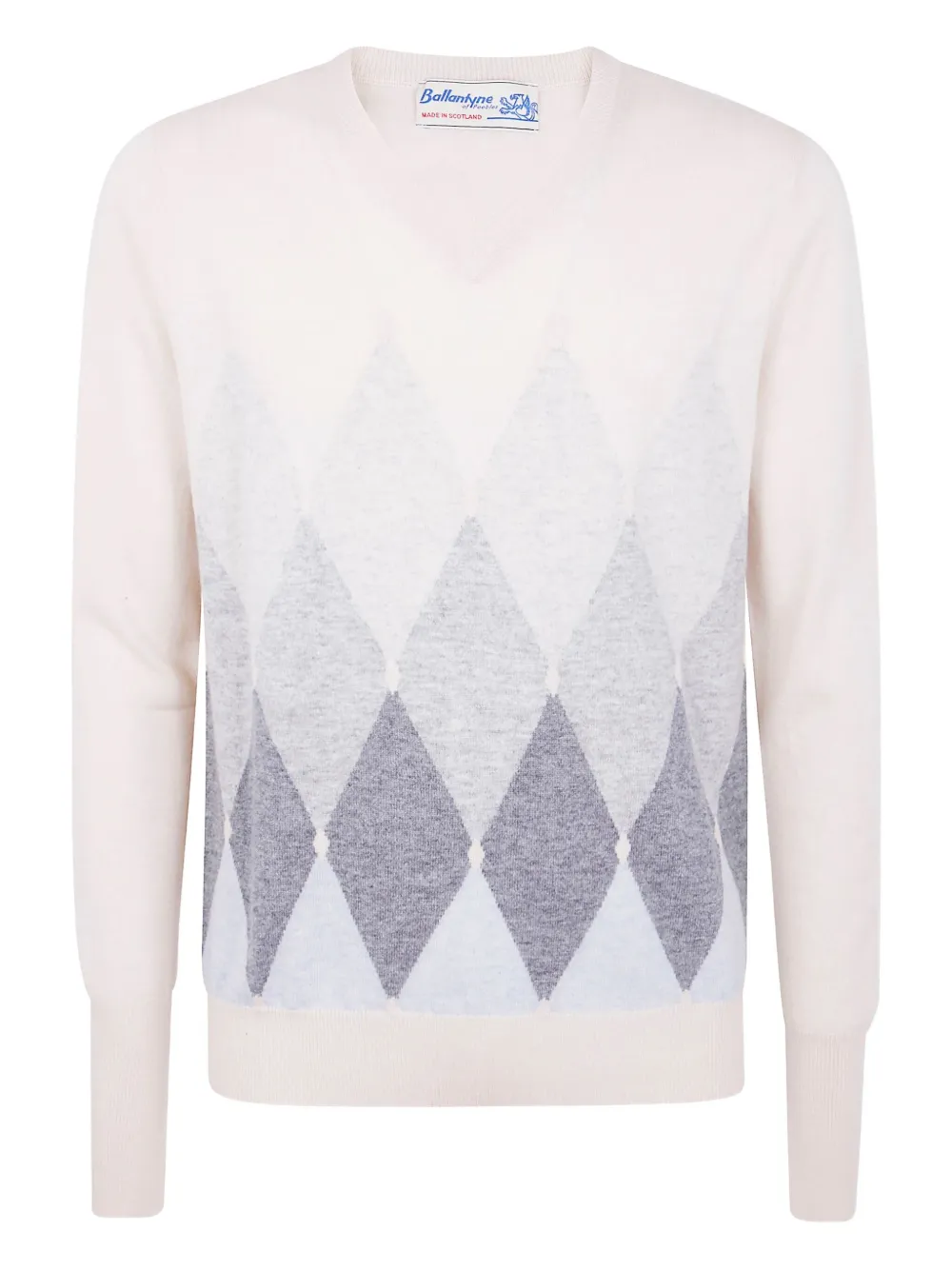 Ballantyne V-neck diamond-pattern sweater - ホワイト Ballantyne V-neck diamond-pattern sweater - ホワイト
