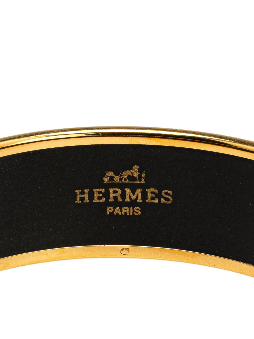 HERMES Pre-owned 20th Century Wide Grand Apparat Enamel Bangle 70 Costume Bracelet In Gold