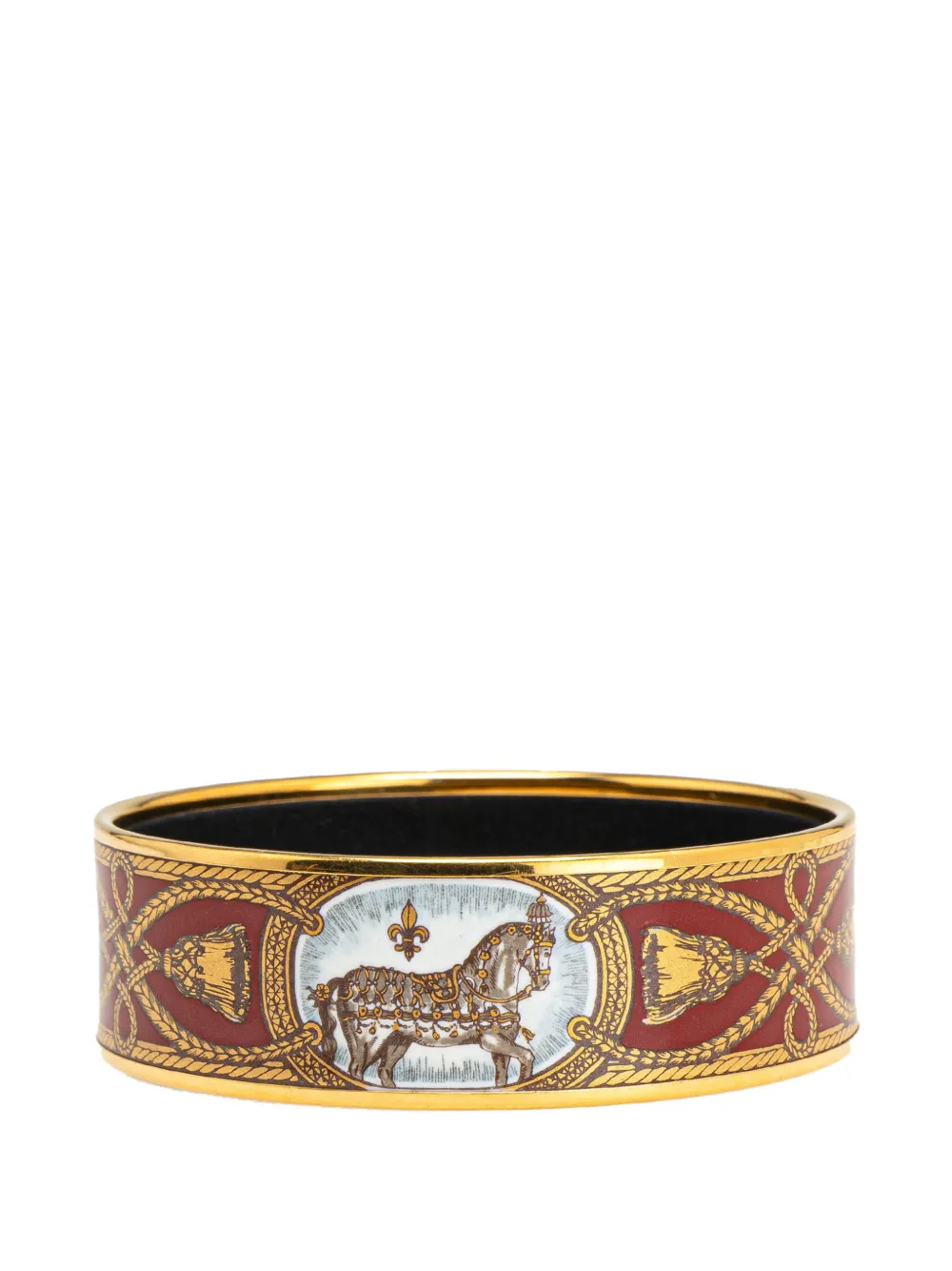 HERMES Pre-owned 20th Century Wide Grand Apparat Enamel Bangle 70 Costume Bracelet In Gold
