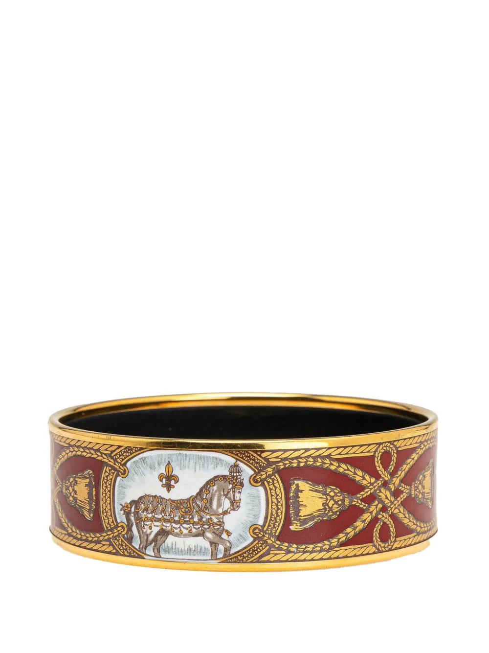 HERMES Pre-owned 20th Century Wide Grand Apparat Enamel Bangle 70 Costume Bracelet In Gold