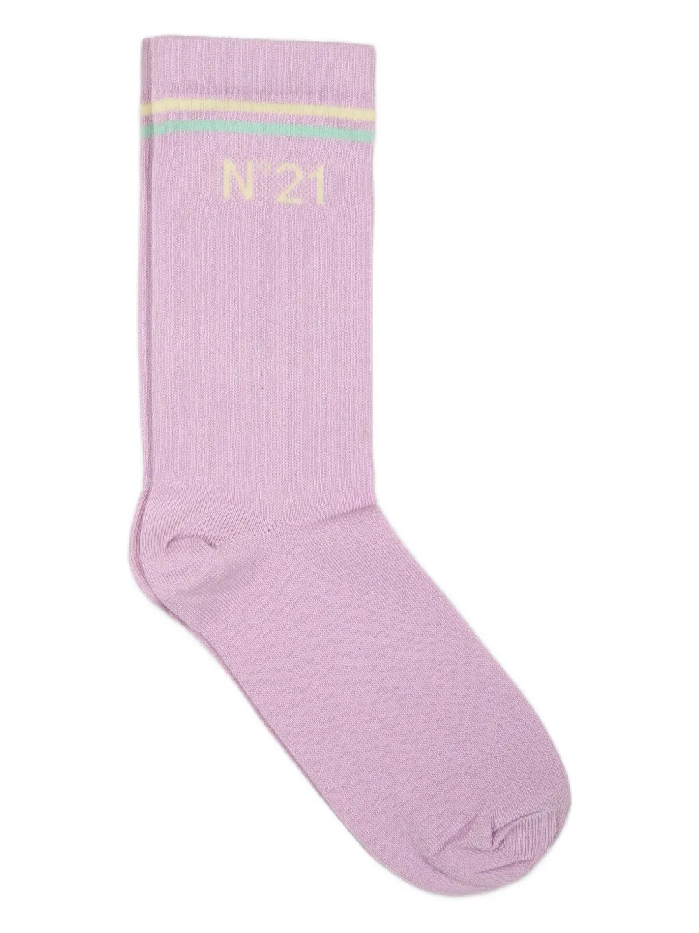 Nº21 Kids logo-embroidered striped socks | Pink | Image 1