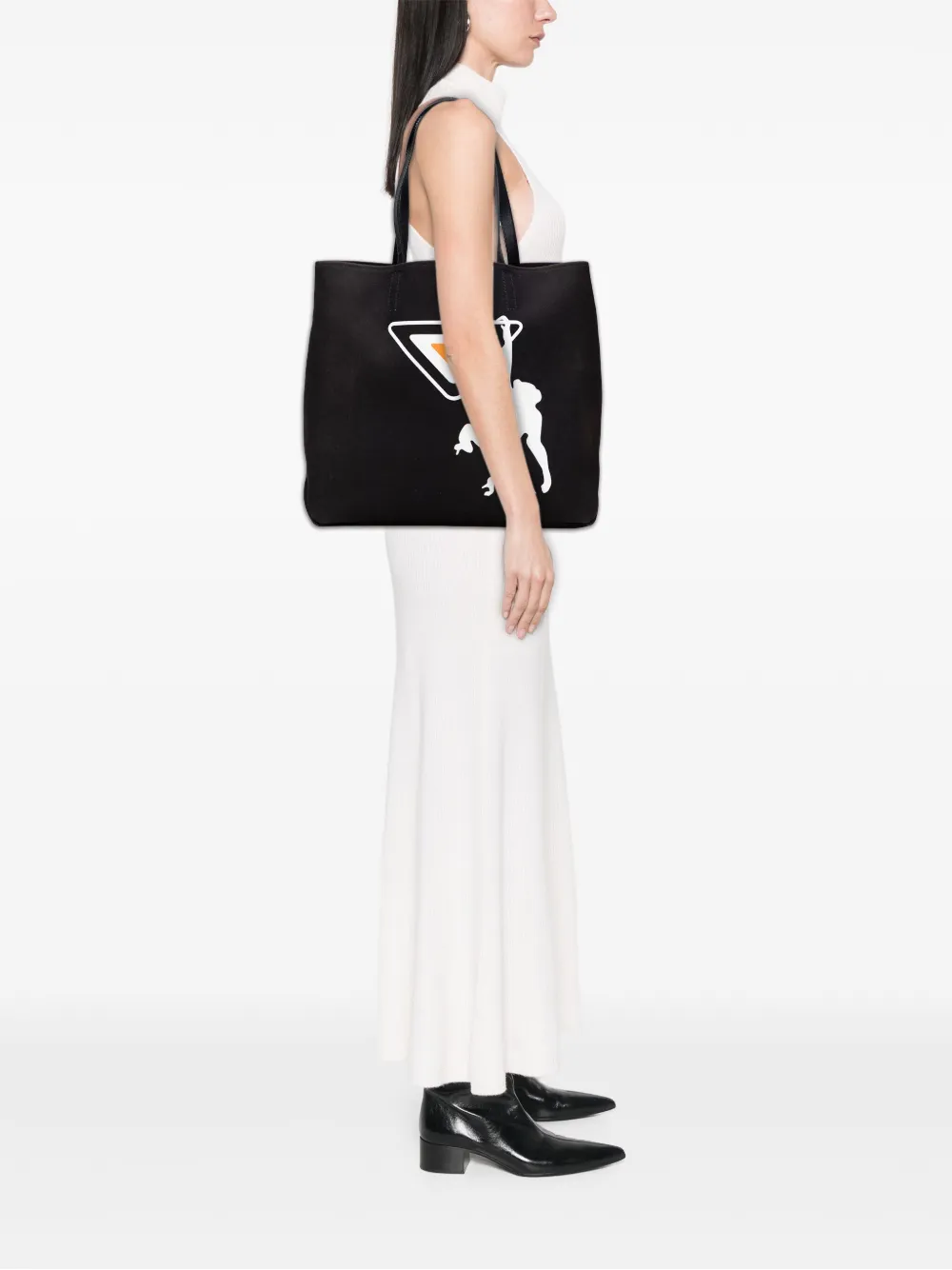 Pre-owned Prada 2013-2025 Canvas Canapa Monkey Tote Bag In Black