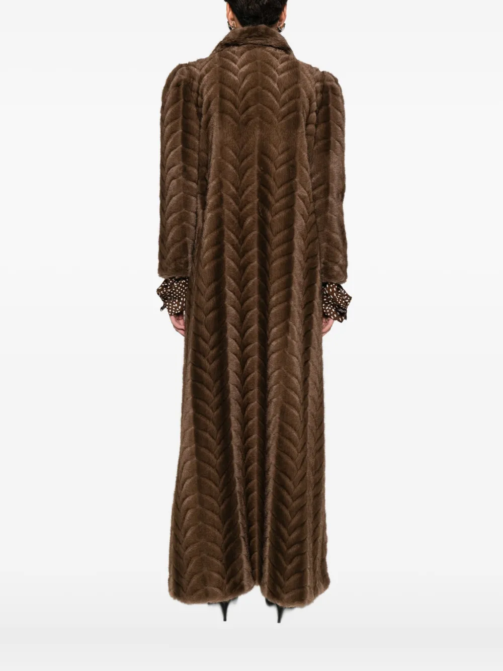 Balenciaga Chevron-pattern Coat In Brown