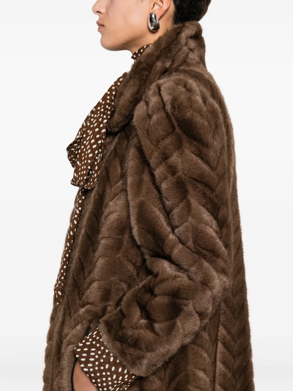 Balenciaga Chevron-pattern Coat In Brown