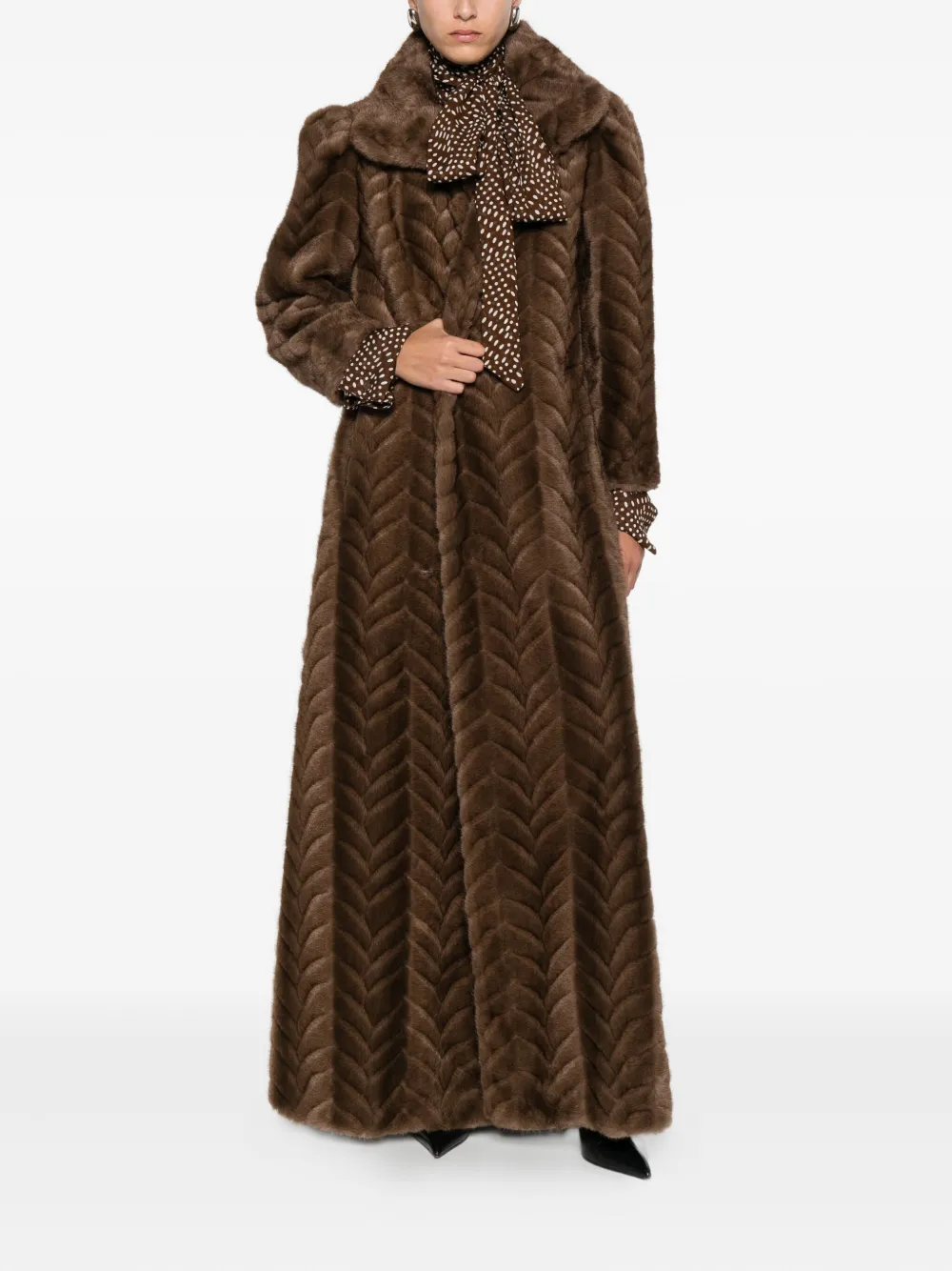 Balenciaga Chevron-pattern Coat In Brown
