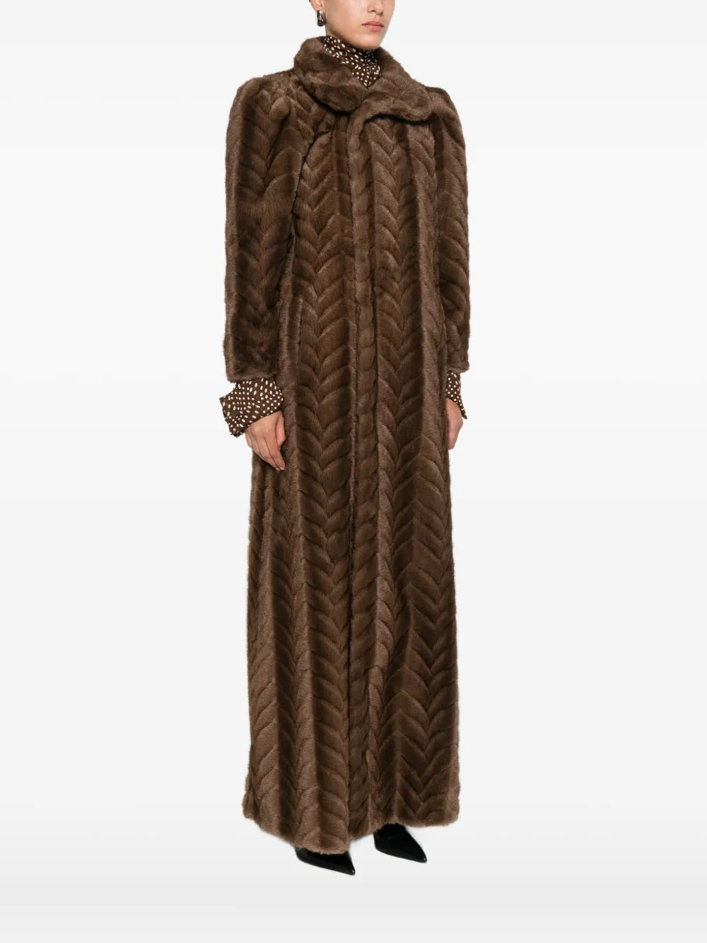 Balenciaga Chevron-pattern Coat In Brown