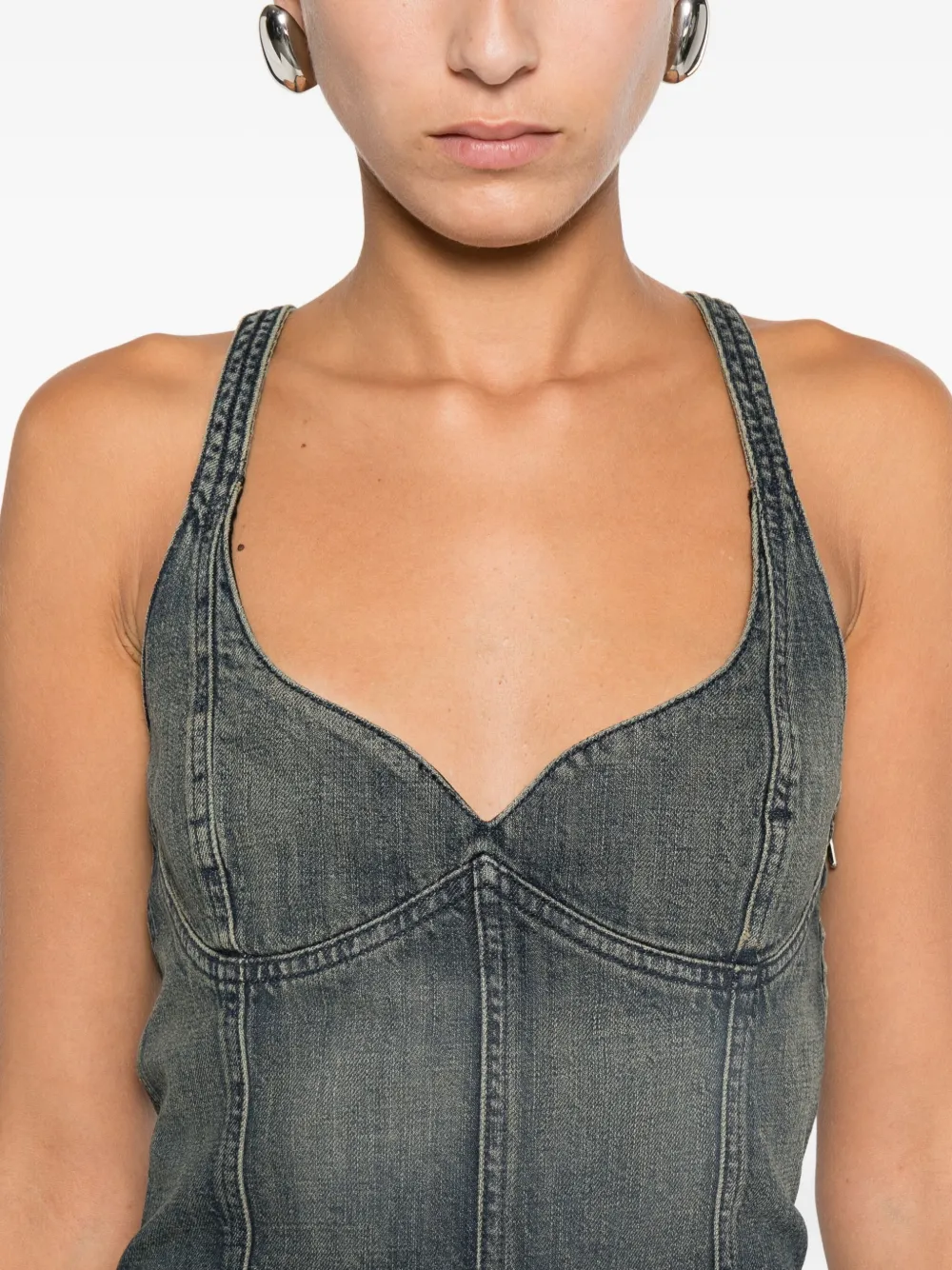 Balenciaga Cropped Sleeveless Top Scoop Neck In Gray