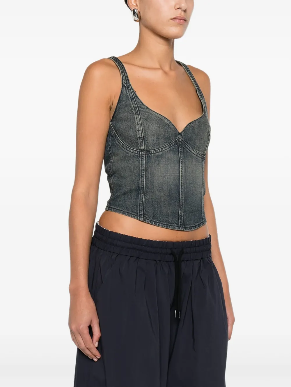 Balenciaga Cropped Sleeveless Top Scoop Neck In Gray