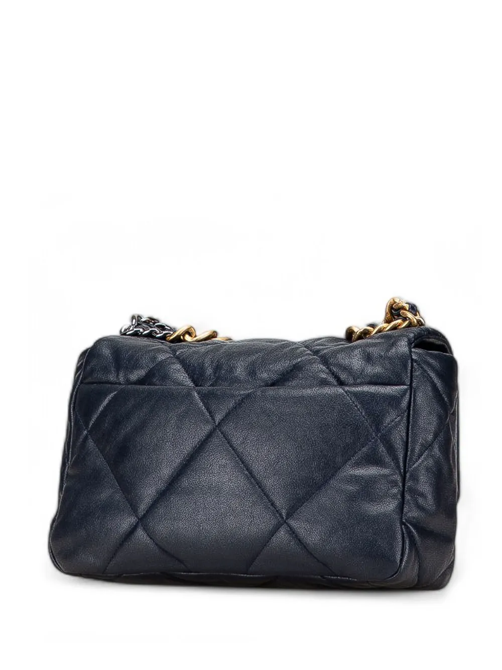 Pre-owned Chanel 2019 Medium Lambskin 19 Flap Satchel In Blue