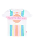 Billieblush rainbow-striped ruffled T-shirt - White