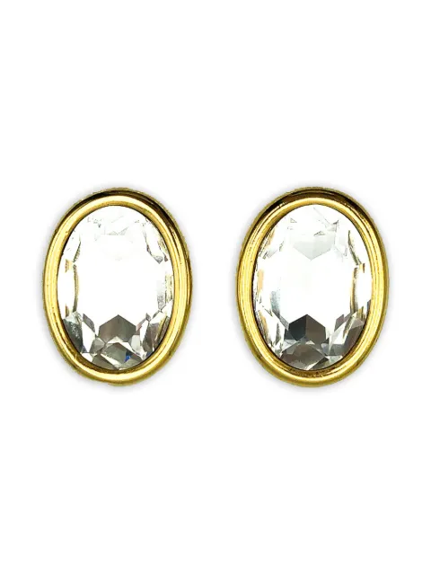Jennifer Gibson Jewellery 1980s oval crystal headlamp earrings