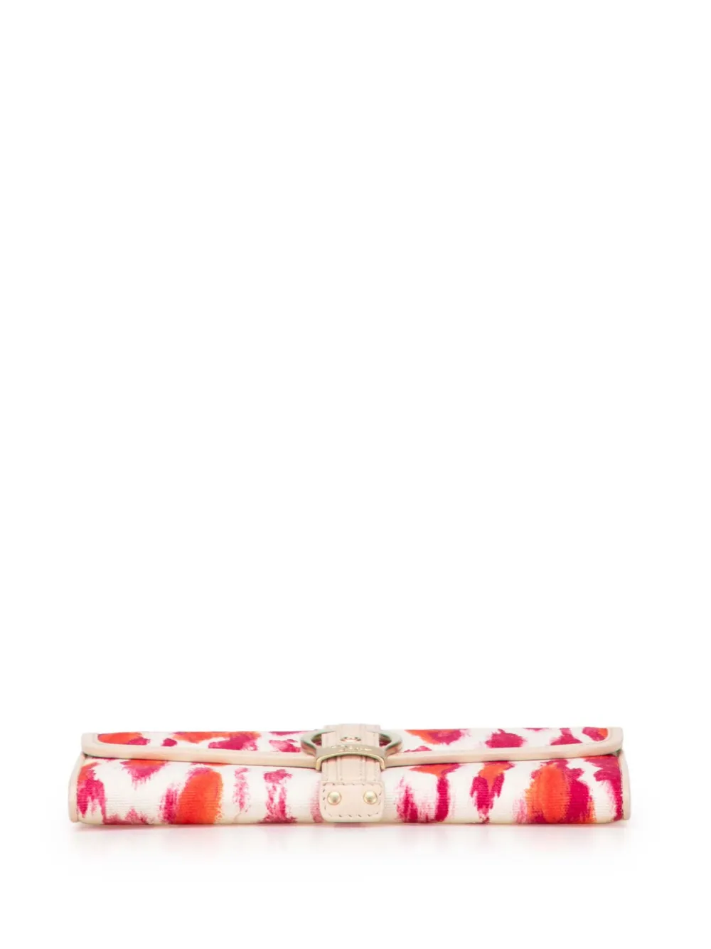 Pre-owned Dior 2007 Printed Canvas Buckle Strap Flap Wallet Long Wallets In Pink