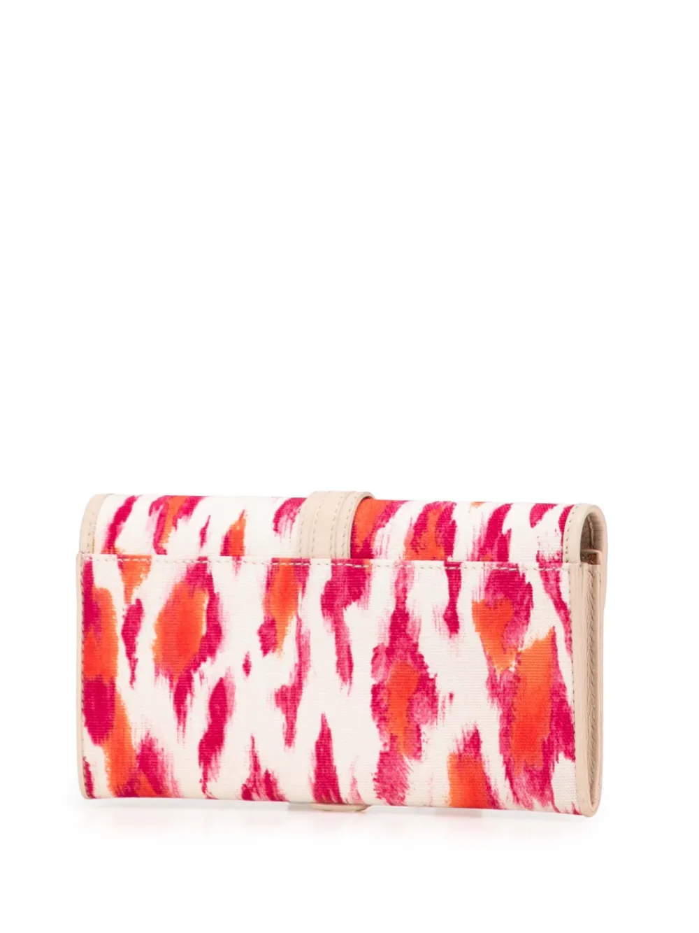 Pre-owned Dior 2007 Printed Canvas Buckle Strap Flap Wallet Long Wallets In Pink