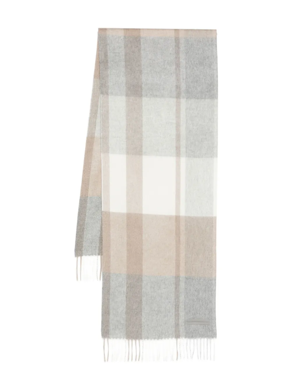 Zegna checked fringed scarf | Neutrals | Image 1