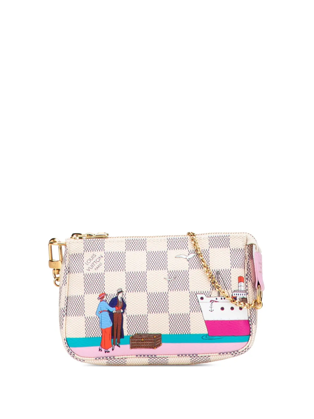 Louis Vuitton Pre-Owned 2016 ダミエ アズール イリュストレ トランスアトランティック ミニ ポシェット Louis Vuitton Pre-Owned 2016 ダミエ アズール イリュストレ トランスアトランティック ミニ ポシェット
