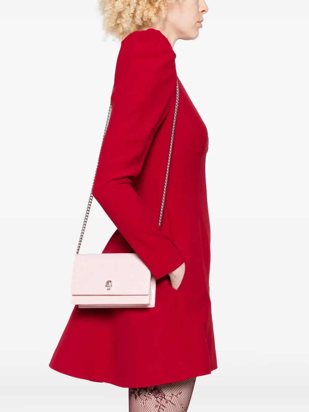 Alexander McQueen skull-embellished crocodile-effect mini bag | Image 2