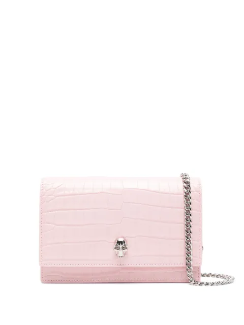 Alexander McQueen skull-embellished crocodile-effect mini bag