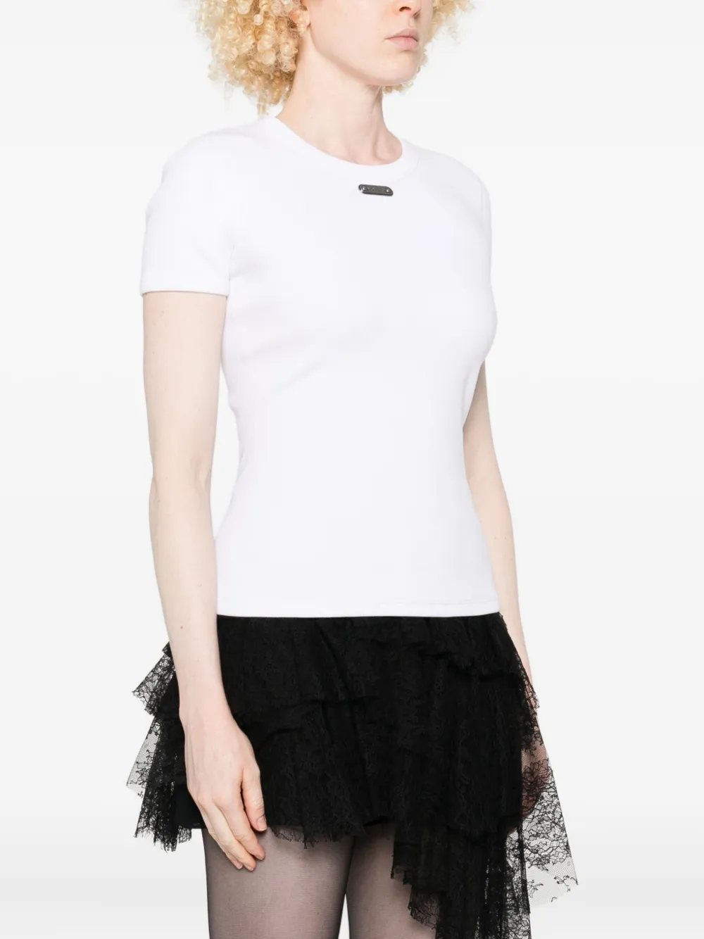 Alexander Mcqueen Fitted Short Sleeve Crewneck Top In White