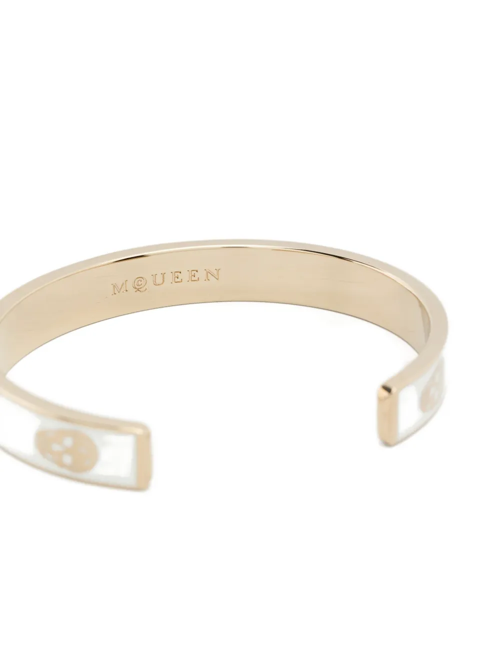 Alexander Mcqueen Skull Motif Open Cuff Bracelet Accessory In Gold