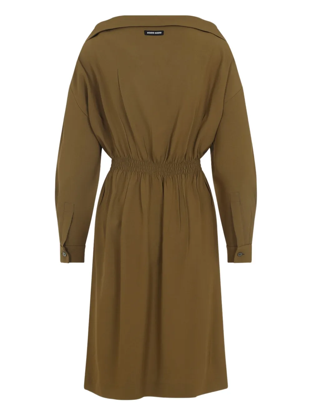 Miu Miu Midi-jurk met gesmockte taille en knopen - Groen